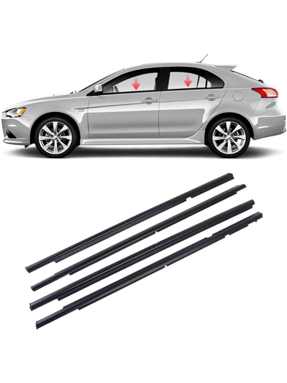 Weatherstrip Window Molding Trim set Compatible with Mitsubishi Lancer 2008-2017